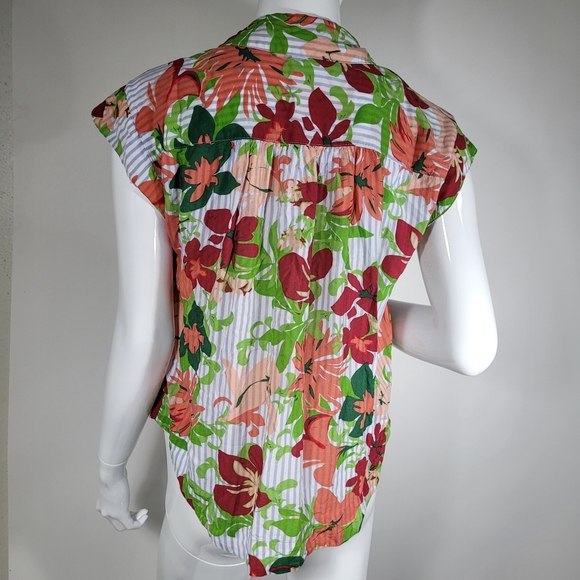 Maeve by Anthropologie RaffineStripedFloralBlouse - Picture 2 of 2